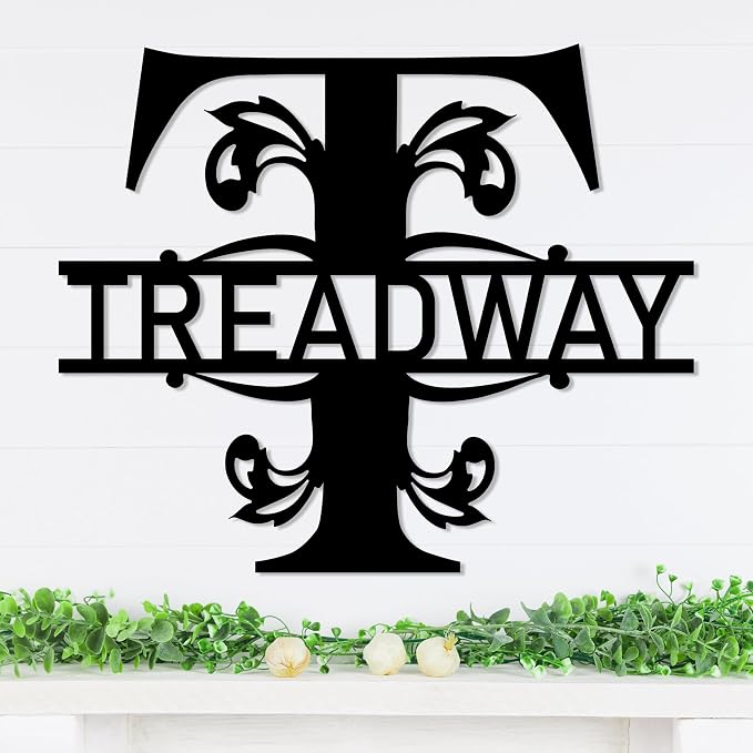 Personalized Metal Name Signs, Split Letter Monogram Wall Decor, Custom Last by Unknown