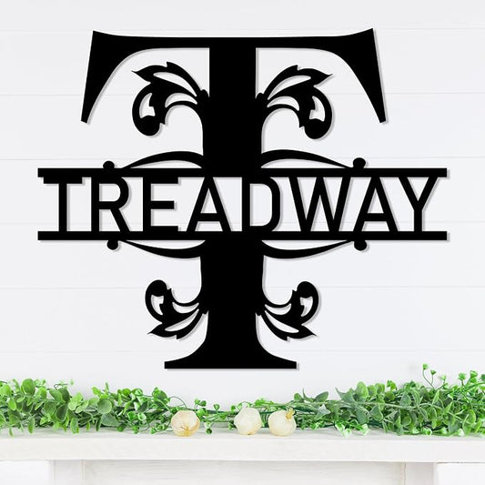 Personalized Metal Name Signs, Split Letter Monogram Wall Decor, Custom Last by Unknown