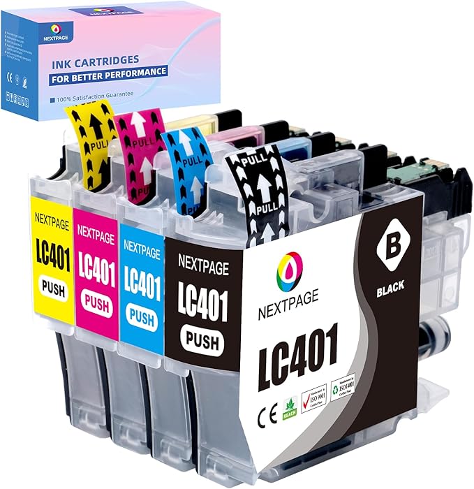 LC401XL MFC-J1010DW Ink Cartridges for Brother Printer LC401XL LC401 for MFC-J1010DW MFC-J1170DW MFC-J1012DW MFC-J1800DW MFC J1010DW - 4 Pack High Yields Black Cyan Magenta Yellow (LC401-BKCMY)-DeskLoop Office