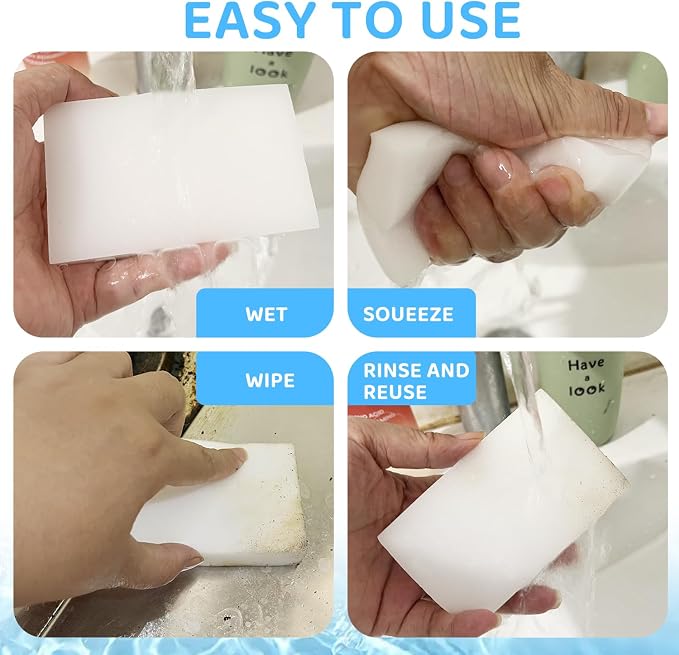100 Pack Magic Sponges Cleaning Erasers, Long-Lasting Melamine Foam - Image 3