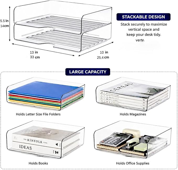 DCA Large Capacity Desk Organizer, 2 Tier Paper Organizer, Letter Tray File - Image 5