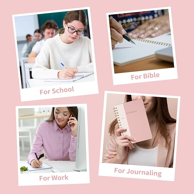 Lined Spiral Notebook College Ruled A5 Journal Book for Note Taking, 160 Pages Writing Journal for Office and Home School Supplies 5.75x8.125 inch (3pack-NavyBlue/LightYellow/MintGreen)-DeskLoop Office