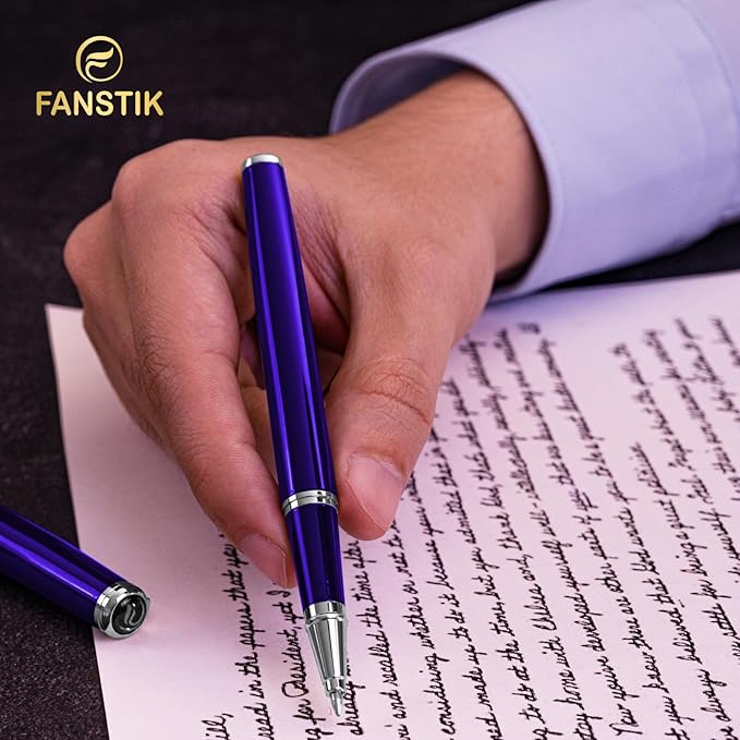 Customized Blue Luxury Rollerball pen (Made In USA) fancy gift set for women, Chrome Finish, Professional executive pen gift set for men (Lux Custom-Rollerball Blue)-DeskLoop Office