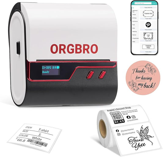 ORGBRO Z3 Label Maker Machine with Tape, 3 Inch Bluetooth Thermal Label Printer, Portable Sticker Printer for Small Business, Office, Home Organization, Barcode, Address, Compatible with Phones & PC-DeskLoop Office