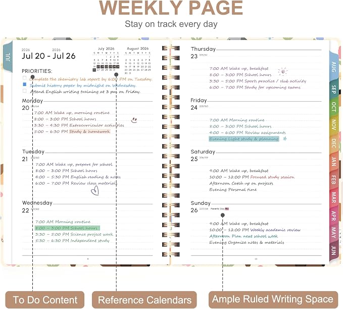 Planner 2026-2027, Weekly and Monthly Academic Year Calendar Planner, July 2026 - Image 2
