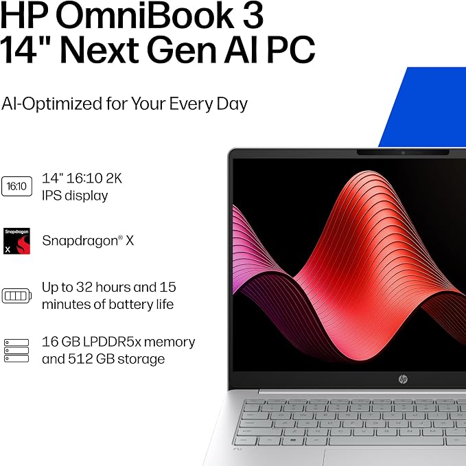 HP OmniBook 3 14 inch Next Gen AI PC, 2K Display, Snapdragon X X1-26-100 - Image 2