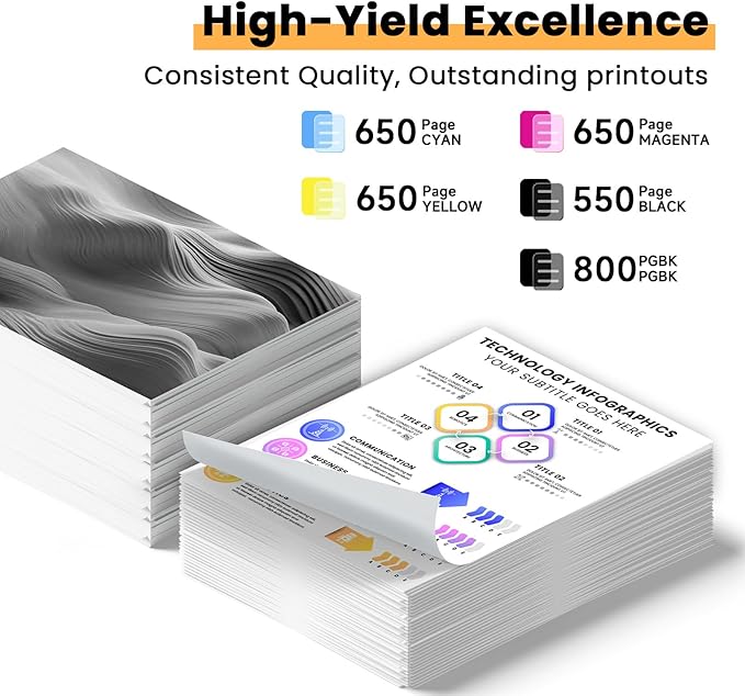 Remanufactured Ink Cartridge Replacement for Epson 302XL Ink Cartridges Multipack 302 XL T302 T302XL Compatible with Epson XP-6100 XP6100 XP-6000 XP6000 Printer(5 Pack, PBK/BK/C/M/Y)-DeskLoop Office