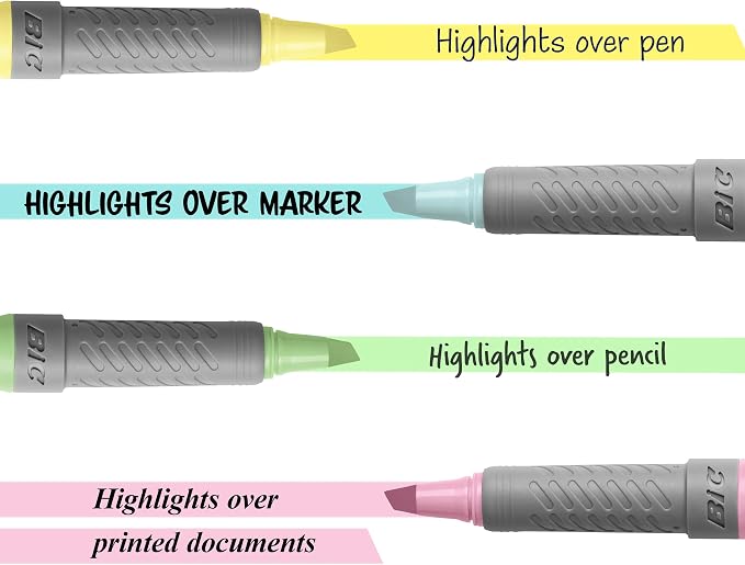 BIC Brite Liner Grip Pastel Highlighter Set, Chisel Tip, 6-Count Pack of Pastel - Image 4