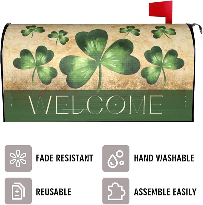 Shamrock Welcome St. Patrick's Day Mailbox Covers, 25.5 X 21 in Mail Box Covers - Image 3