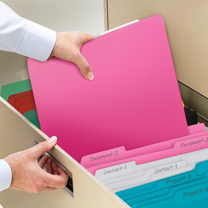 100 Packs Colored File Folders, Rose Red File Folders, Two Tone Color File - Image 6