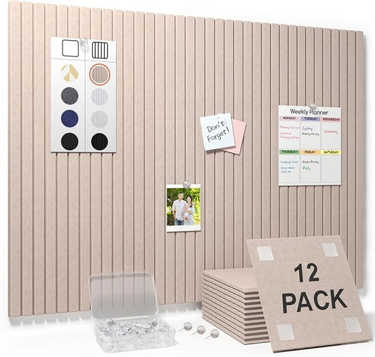 Smarpau Large Cork Board for Walls, 12 Pack Felt Wall Tiles by Smarpau
