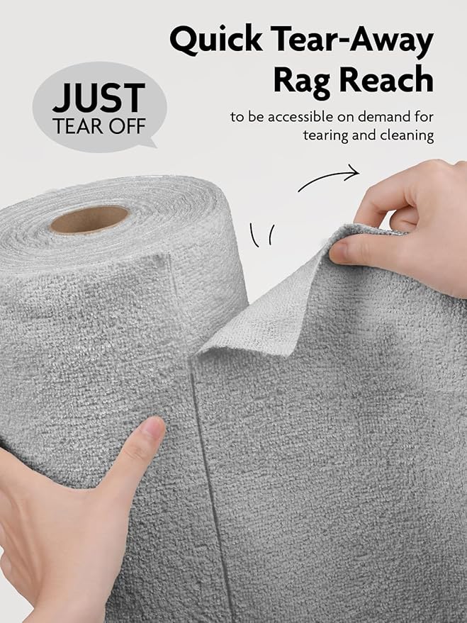 Fantasticlean Microfiber Cleaning Cloth Roll -90 Pack, Tear Away Microfiber Towels, 12" x 12", Reusable, Washable, Scratch Free, Ultra Absorbent Dish Rags for Car, Home, Garage or Shop (Grey)-DeskLoop Office