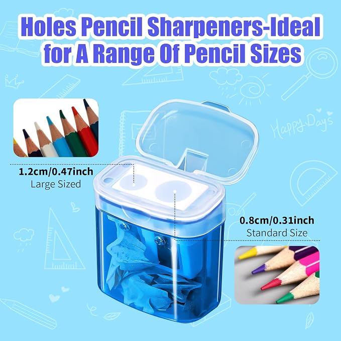 OCHIDO 100 Pack Pencil Sharpeners Bulk, School Supplies Double Hole Sharpener - Image 3