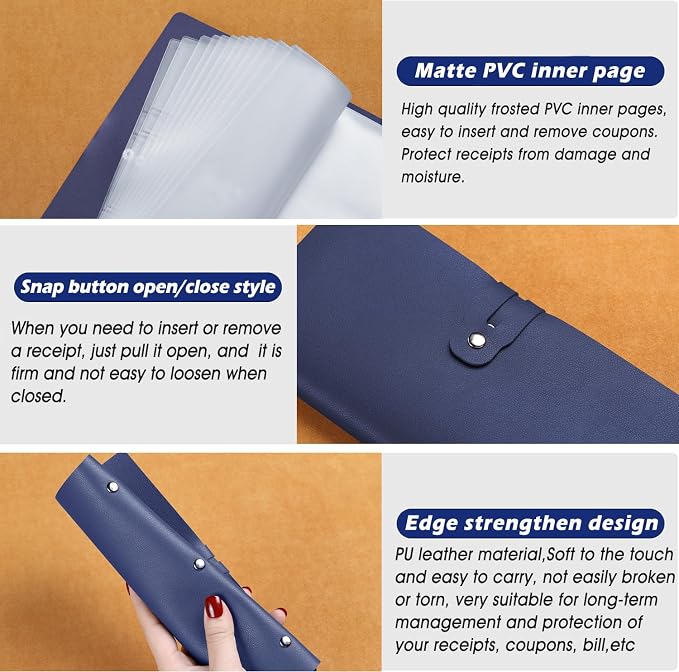 Leather Receipt Organizer, Portable Receipt Holder - Image 7