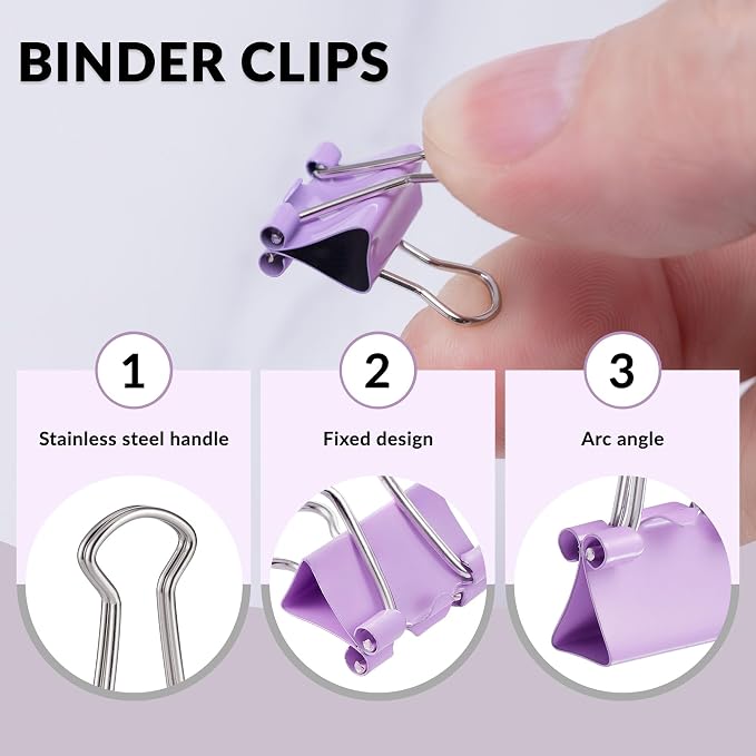 90 Count Binder Clips Assorted Sizes, Paper Binder Clips, Metal Paper Clamps - Image 4