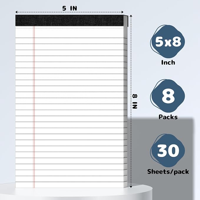 8 Pack Legal Pads 5x8, Small Notepads - Image 2