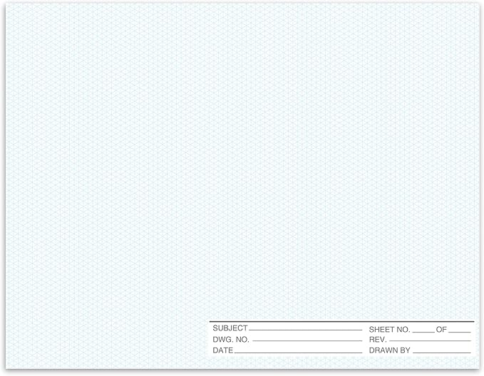 1 Pack 50 Sheets 22" x 17" Isometric Graph Paper Pad Landscape by gisgfim