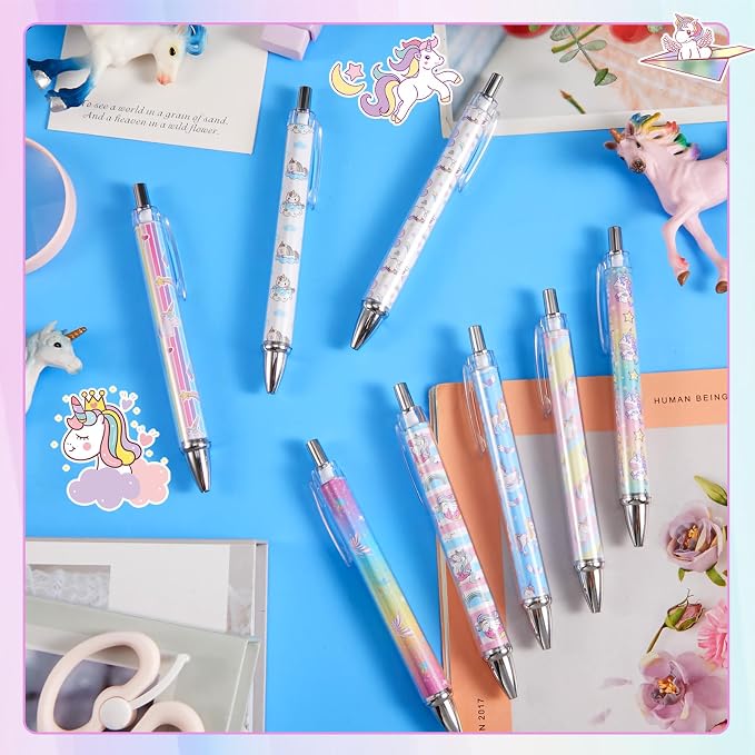 Ireer 8 Pcs Ballpoint Pens for Women 1.00 mm Cute Black Ink Fancy Pens Fine - Image 4