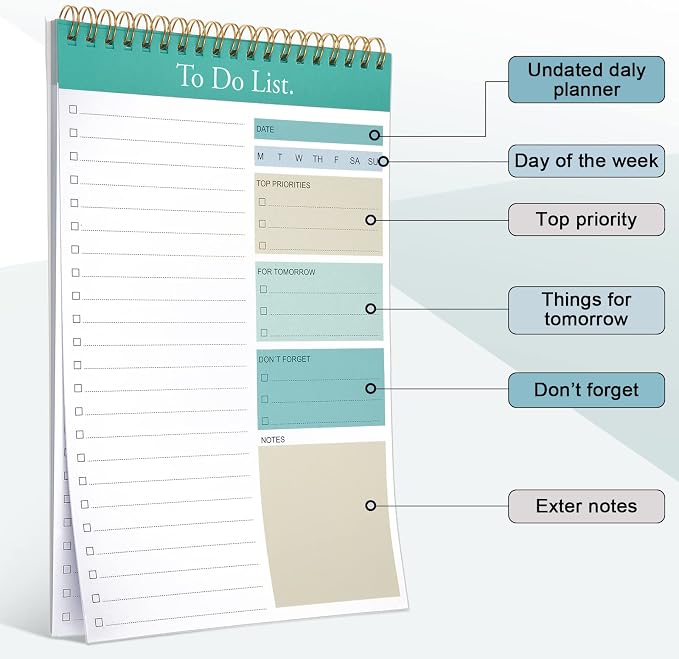 Thenshop 6 Pack To Do List Notepad Daily to Do List Notepad 6.5 x 9.8 Inches - Image 4