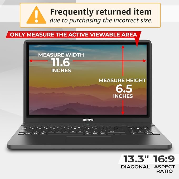 SightPro Magnetic Laptop Privacy Screen 13.3 Inch 16:9 - Image 2
