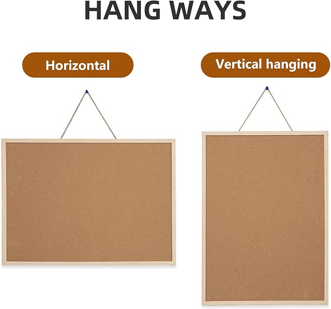 24” x 36” Cork Boards for Walls with Wooden Frame 1pack, Double Sided Office Board for Wall Organizer, Bulletins Board Decorative Hanging Pin Board for School, Home & Office, Notice Board Memo Board-DeskLoop Office