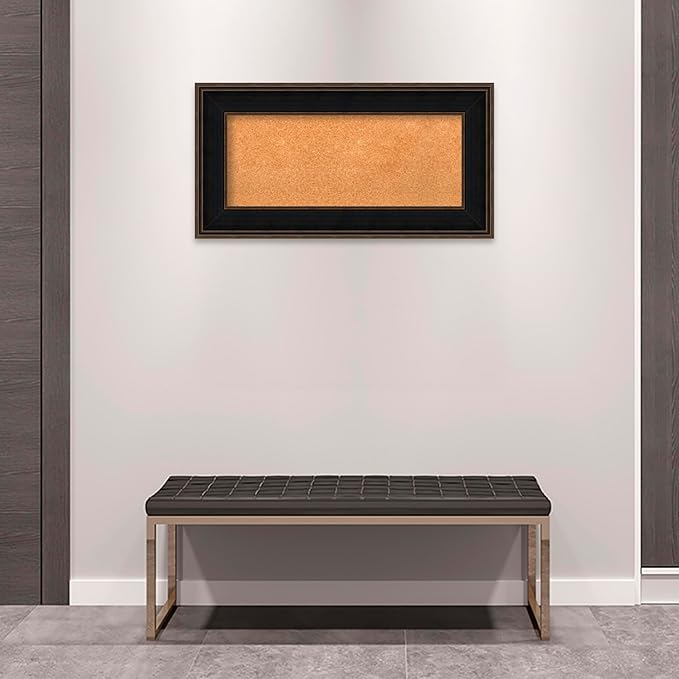 Amanti Art Natural Cork Board for Wall, 20x38 Vision Board with Brown Wood Frame, Medium Corkboard Office Decor for Home Organization, Casual Corkboard Pinboard to Display Items for Home Organization-DeskLoop Office