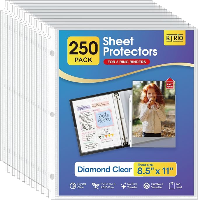 KTRIO Sheet Protectors 8.5 x 11, Page Protector by KTRIO