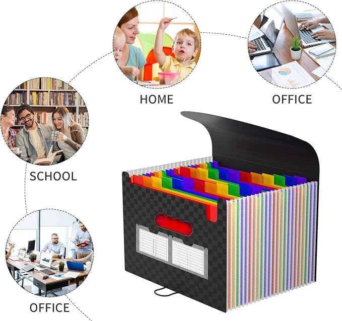 25 Pockets Accordion File Organizer Expanding File Folders, Expandable Document - Image 3