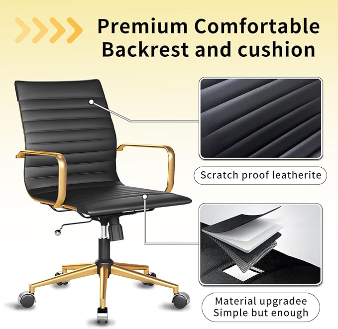 Chair, Desk Computer Chair ，with Armrests ，Ergonomic Office Chair for Home and Office, 17.32 x 22.83 x 35.43 inches, Multiple Colors (Gold Black)-DeskLoop Office
