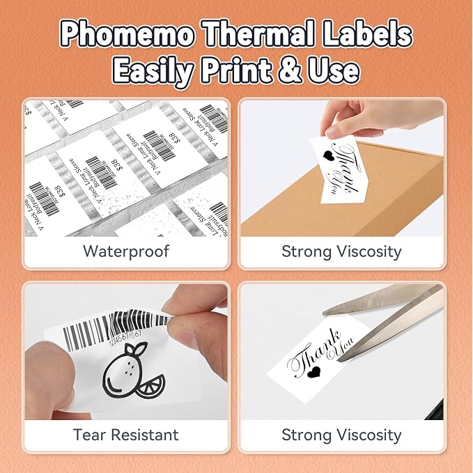Phomemo Thermal Labels, Address Barcode Thermal Stickers - Image 4