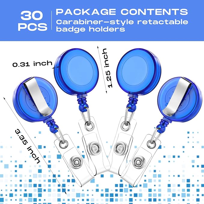 Zonon 30 Pcs Retractable Badge Reel Clips ID Card Holder Reel - Image 2
