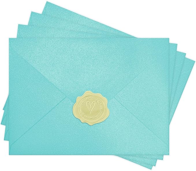 50 PCS 4x6 Pearl Blue Envelopes by YINUOYOUJIA