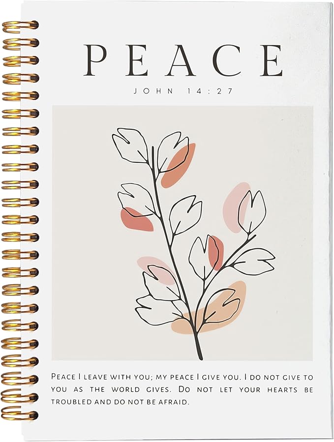 VNWEK Bible Christian Notebook Journal - Christian Notebook for Women, Christian Journals for Writing Women, Boho Notebook, Notebook Spiral Bound with, John 14 27 Writing Pads-DeskLoop Office