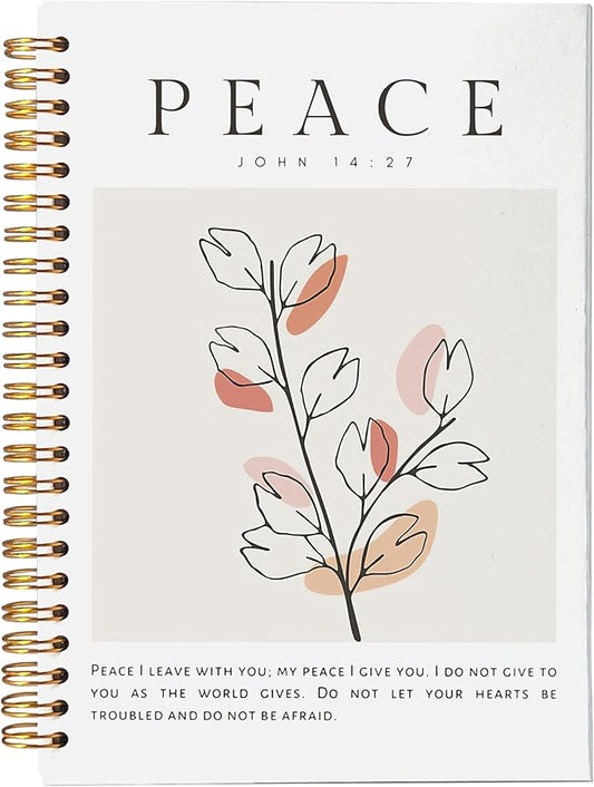 VNWEK Bible Christian Notebook Journal - Christian Notebook for Women, Christian Journals for Writing Women, Boho Notebook, Notebook Spiral Bound with, John 14 27 Writing Pads-DeskLoop Office