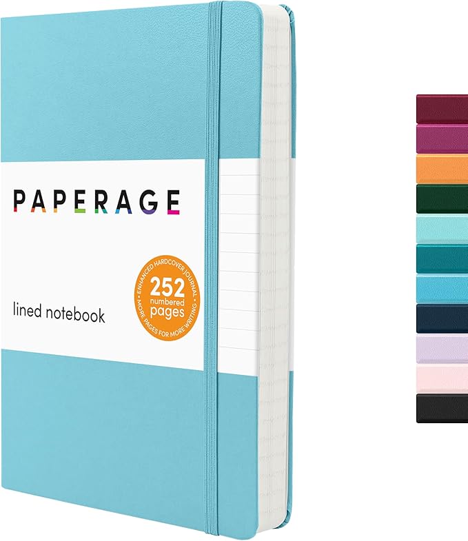 PAPERAGE Lined Journal Notebook, (Sky Blue), 252 Pages, Medium 5.6 in x 8 in - 100 GSM Thick Paper – Hardcover Journaling Notebook for Work, School & Note Taking-DeskLoop Office