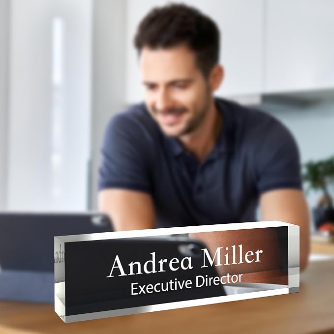 Name Plate for Desk, Office Table Plate Personalized, 8 inch x 2.5 inch Acrylic - Image 5