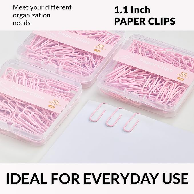 NEEWAY Small Paper Clips, 1.1 Inch Vinly Coated Colored Paperclips, 3 Pack of - Image 6