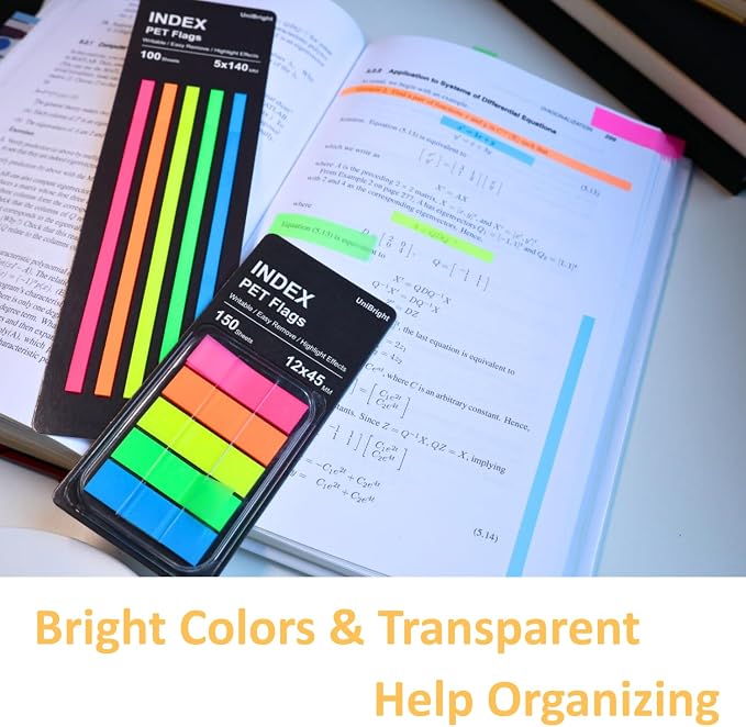 UniBright Sticky Tabs for Books, Repositionable Bible & Notebook Tabs - Image 3