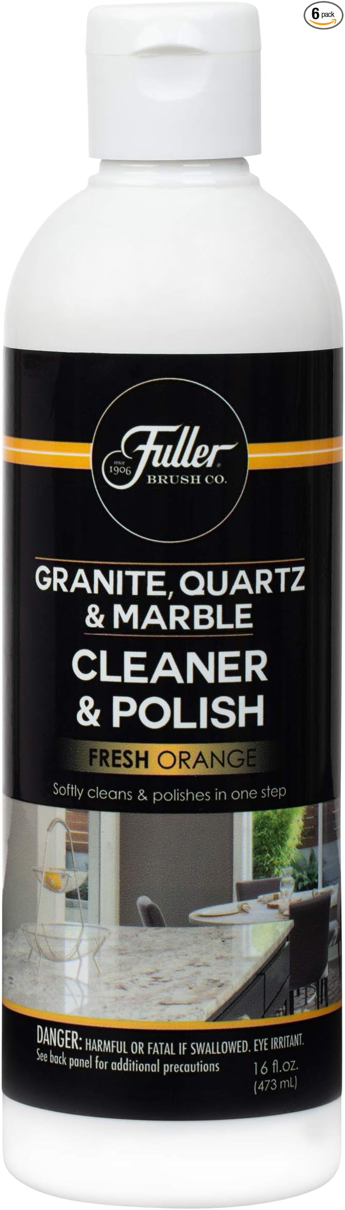 Fuller Brush Countertop Cleaner & Polish - Multi Surface Cleaner - Cleans, Polishes and Protects Granite Quartz Marble Glass Laminates Metal and Other Surfaces Refreshing Orange Scent Removes Odor (6 Pack)-DeskLoop Office