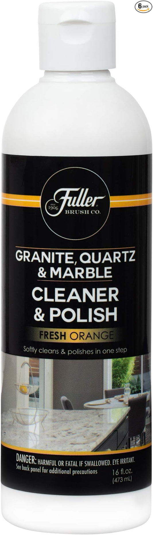 Fuller Brush Countertop Cleaner & Polish - Multi Surface Cleaner - Cleans, Polishes and Protects Granite Quartz Marble Glass Laminates Metal and Other Surfaces Refreshing Orange Scent Removes Odor (6 Pack)-DeskLoop Office