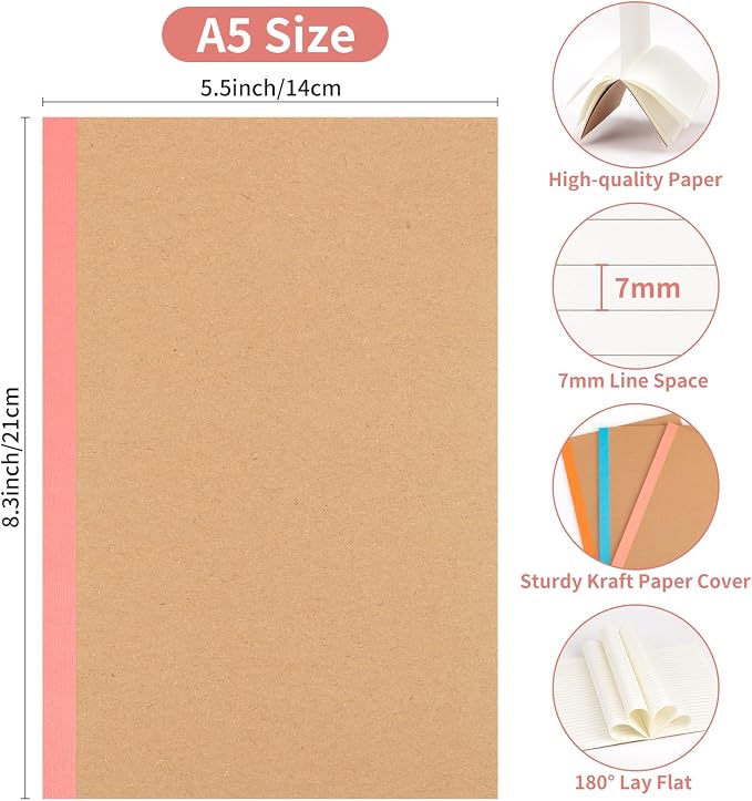 60 Pack Lined Notebook Journals Bulk, A5 College Ruled Composition Notebook - Image 3