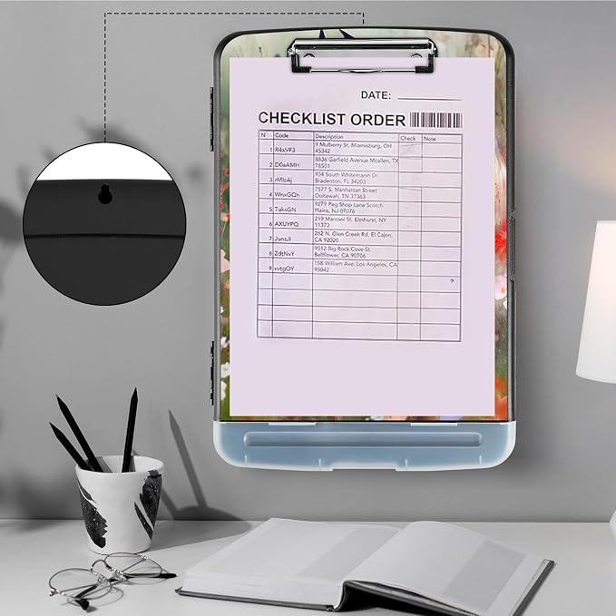 Clipboard with Storage, Heavy Duty Plastic Storage Clipboard with Low Profile - Image 4