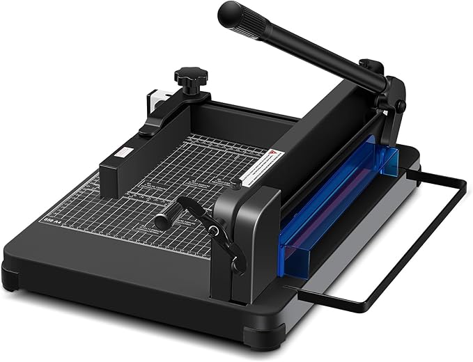 12 Inch A4 Guillotine Paper Cutter Heavy Duty Paper Cutter 400 Sheet Capacity Stack Cards Trimmer Steel Slicer with Metal Base for Cards Leather Office Home School (Black)-DeskLoop Office