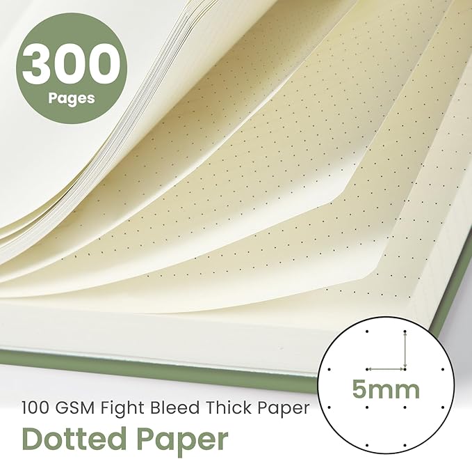 Spiral Dotted Notebook Journal for Work, 300 Pages, Thick B5 (7.1"x10") Bullet Dotted Journal for Women & Writing, Hardcover Notebook for Note Taking, Perfect for Work School Note Taking Business, Green-DeskLoop Office