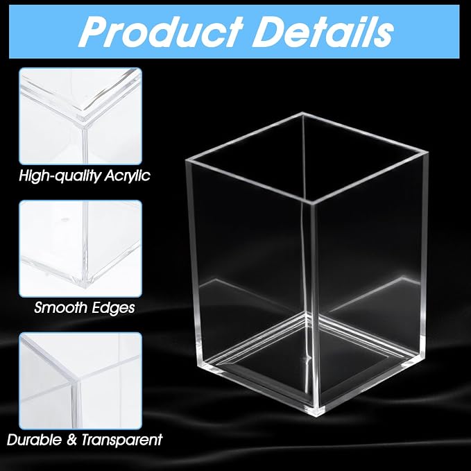 24 Pack Clear Acrylic Pen Holders – Multipurpose Desktop Organizer - Image 3