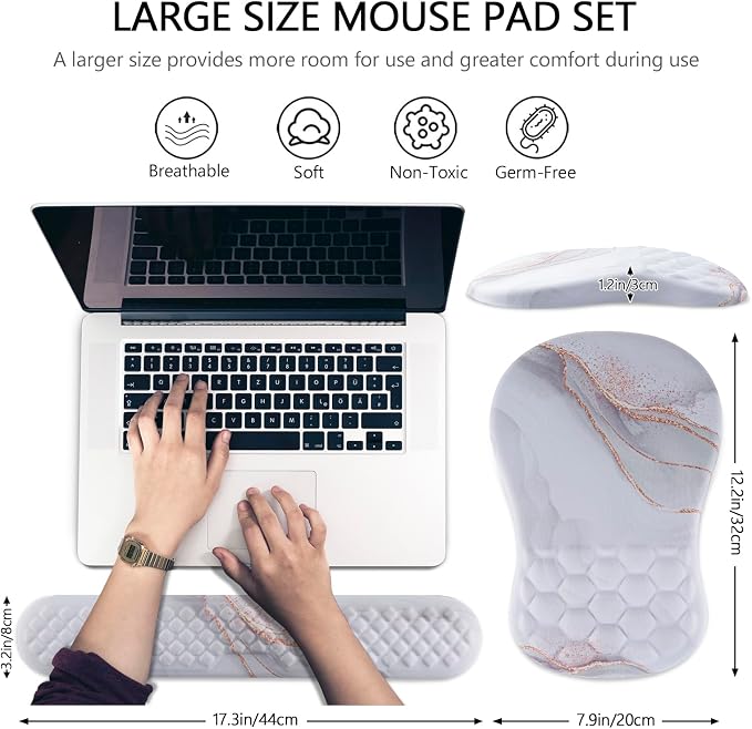 Mouse Pad Wrist Support, Laokiiy 2 in1 Keyboard Wrist Rest+ Ergonomic Mouse Pad - Image 5