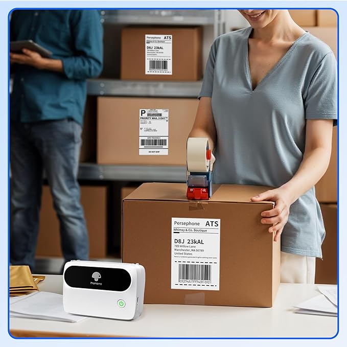 55 Pcs 4'' x 6'' Shipping Thermal Labels for Address, Barcodes, Small Business Labeling, Warehouse, Inventory - Thermal Label Compatible with Phomemo 241 BT, M421-DeskLoop Office