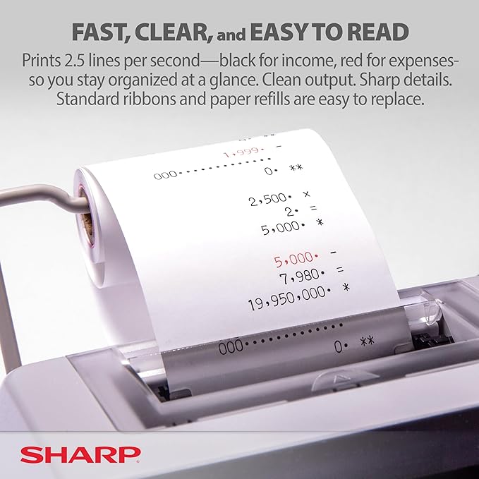 Sharp EL-1801V Ink Printing Calculator, 12-Digit LCD, AC Powered, Off-White, Ideal for Business & Office Use, Easy-to-Read Display & Durable Design-DeskLoop Office