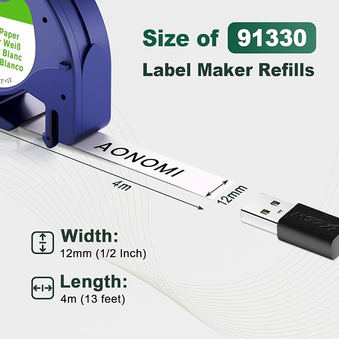 Paper White Tape Replacement for Dymo Letratag Refills 1/2'' Compatible - Image 2