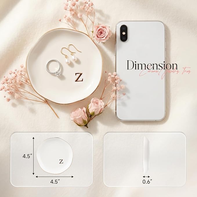 Ceramic Jewelry Tray, Personalized Initial Jewelry Dish - Image 2